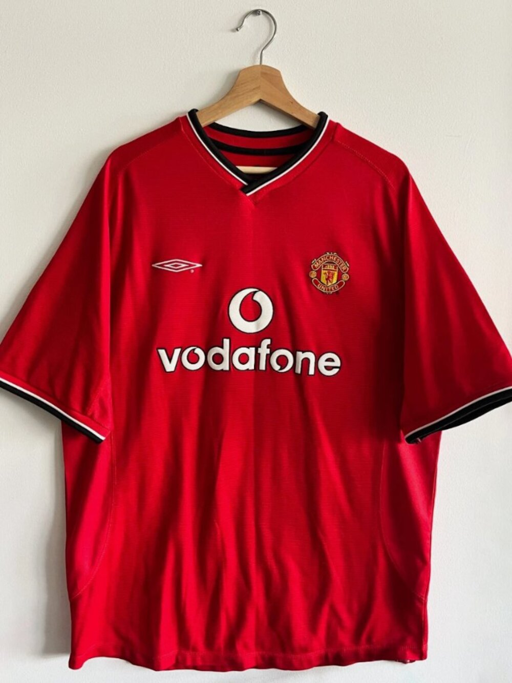 Manchester United 2000/01 Home Jersey XL Umbro Red Vodafone Football Shirt
